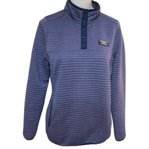 L.L. Bean Purple Snap-T Pullover Gray Airlight Ribbed Size S